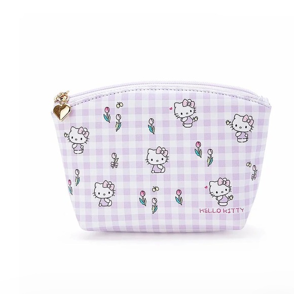Hello Kitty Handbags - New hello kitty purple gingham checkered pattern pouch